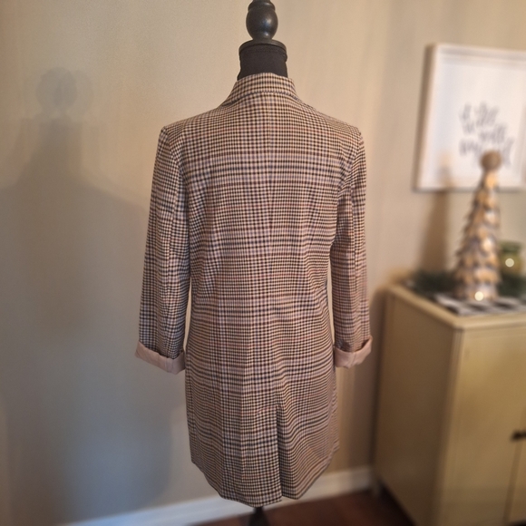 BB Dakota Brown Longline Houndstooth Blazer jacket size small - Picture 5 of 12